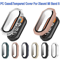 PC Hard Case + Tempered Glass for Xiaomi Mi Band 8 All-around Screen Protector Protective Bumper Case for Mi Band8 Miband8