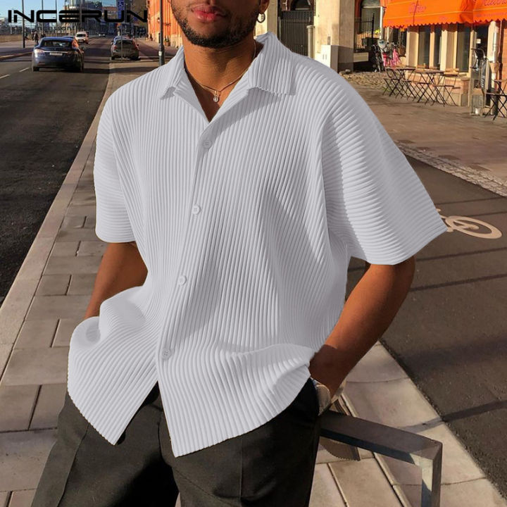 INCERUN Mens Short Sleeve Shirt Formal Button Down Business T Shirt ...
