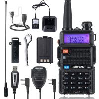 J46 UV-5R วิทยุสื่อสารแบบ Duofeng 5W/8W สองทางวิทยุ VHF/UHF 136-174Mhz &amp; 400-520Mhz FM ตัวรับส่งสัญญาณแบบพกพาพร้อมหูฟัง