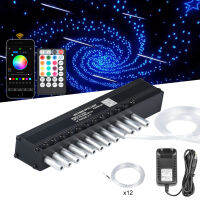 3W 12LEDs Bluetooth AppRemote Control LED Engine Shooting Meteor Light Source With End Glow Optic Fiber Cable