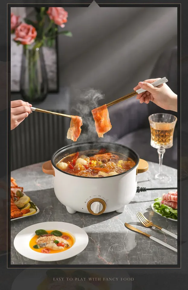 Electric Cooking Pot Electric Pot Mini Hot Pot Hot Pot Electric Cooking Pot 1.8L 400 to 800W Stainless Steel Inner Wall 2 Modes Overheating Protection