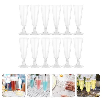 【CW】✚✴  24Pcs Glasses Plastic Flutes Cups Wine Glass Disposable Footed Liquor Cup