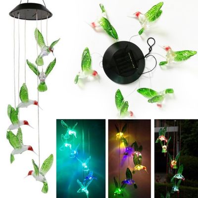 【CW】 Humming Windbell Wind Chime String Lamp Pendant Color Changing for Garden Yard