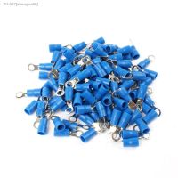 ♂❒▪ 100PCS RV2-4 Blue Ring Insulated Wire Connector Electrical Crimp Terminal Cable Wire Connector for 1.5-2.5mm2