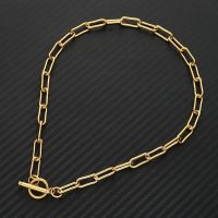 Toggle Clasp Choker Stainless Steel OT Buckle Thick Chain Toggle Necklaces for Women GoldSilver Color Metal Toggle Choker