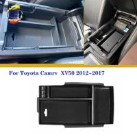 Xv50จัดของสำหรับ Toyota Camry 2012 2013 2014 2015 2016 2017ที่พักแขนตรงกลางกล่องเก็บของไว้ตรงกลางคอนโซลถาดวาง