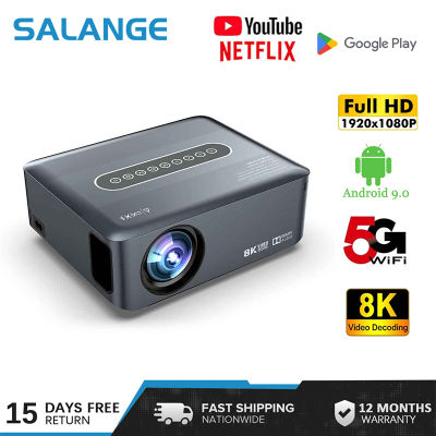 Salange X1 โปรเจคเตอร์ 12000 Lumen Android 9.0 รองรับ 4k 8K Ultra HD 8K ถอดรหัส Dual Wifi 5G Wifi พื้นเมือง 1080p แก้ไขอัตโนมัติโฮมเธียเตอร์อุปกรณ์ฉายภาพ