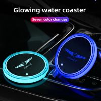 LED Car Coaster 7Colors Water Cup Coaster Atmosphere Light For Hyundai Genesis Gv70 Gv80 Gv90 G80 G70 G90 2022 Auto Accessories