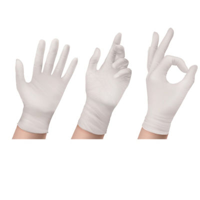 (ไม่มีแป้ง) ถุงมือแพทย์แบบไม่มีแป้ง ถุงมือยาง ถุงมือตรวจโรค ถุงมืออเนกประสงค์ สัมผัสอาหารได้ สีขาว (100 ชิ้น/กล่อง) (Powder Free)