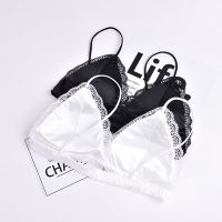 Girl Sexy Net Red Thin Shoulder Strap Backing Anti Tarnish Black Small Chest Wrapping White Suspender with Bra Pad Bandeau Top