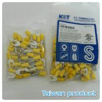 SVL 5-6 หางปลาต่อสายไฟ แฉกหุ้ม สีเหลือง เบอร์ 5-6 แพค 1 ถุง : 100 Pcs / Vinyl Insulated Sprade Terminals