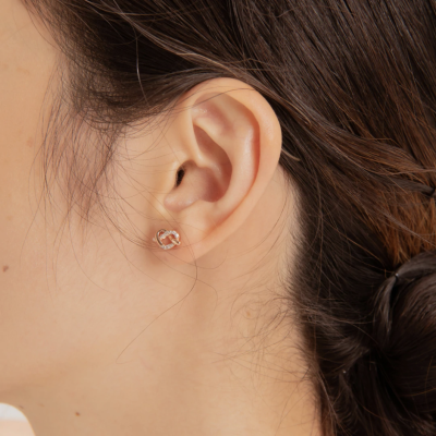 Gails EFK484 Love Knot Studs ต่างหูหัวใจ ทอง9เค เพขรเเท้