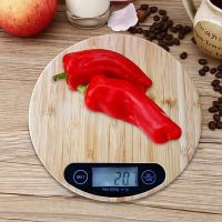 5kg/1g Portable Round Bamboo Wood Electronic Scale Kitchen Baking Scale LED Display Digital Food Scale Household ВесыКухонные Luggage Scales