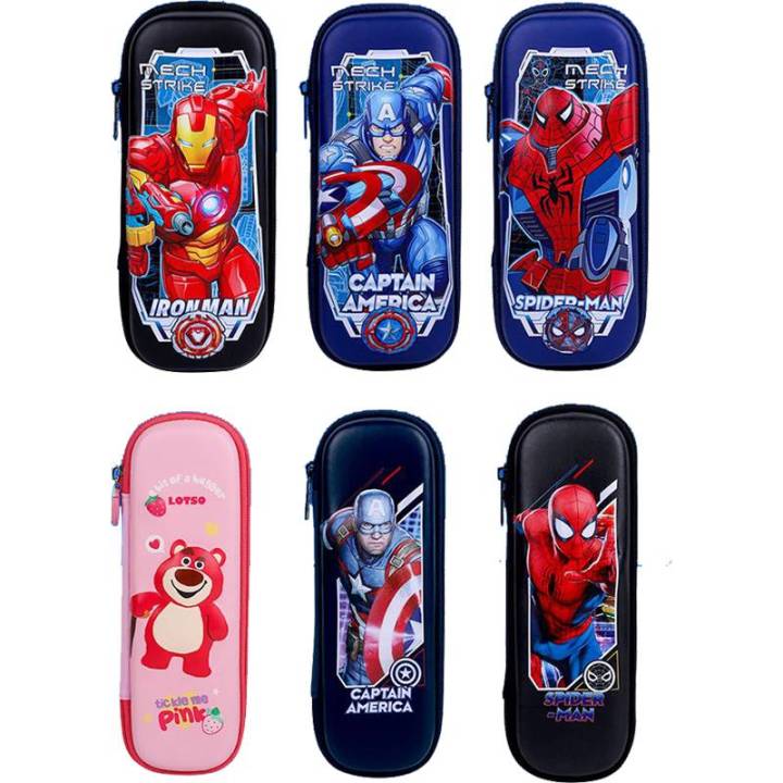 marvel-american-team-spider-man-lotso-iron-man-pencil-case-cartoon-waterproof-student-3d-three-layer-stationery-bag