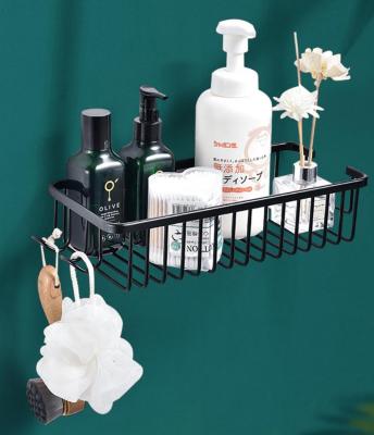 Bathroom Shelf Organizer Shower Storage Rack Black Silver Wall Mount Shelves Space Aluminum Toilet Shampoo Holder No Drill Bathroom Counter Storage