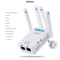 Wifi repeater PIXLINK PIXLINK LV-WR09 300M bps Wireless WiFi Router ช่วงสัญญาณ Extender 4 ภายนอกเสาอากาศ