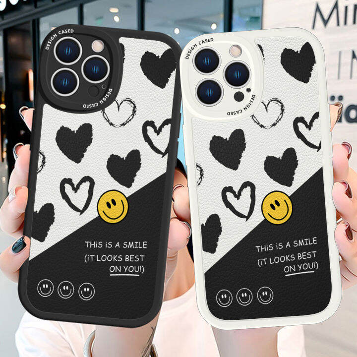 ggk-เคสโทรศัพท์ลายการ์ตูนยิ้มสำหรับ-samsung-กาแล็คซี่-a24-4g-ผู้หญิงผิวสวยเพรียวบางน่ารักเคสหลังหนังซิลิโคน-pu-ปกหนัง