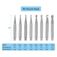 2Pcs ทังสเตนคาร์ไบด์ทันตกรรม Burs RA ชุดความเร็วต่ำสำหรับห้องปฏิบัติการทันตกรรมหรือ Clinic Shank Dia = 2.35มม. ความยาว = 22.5มม.