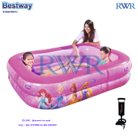 Bestway ส่งฟรี สระน้ำสี่เหลี่ยม ปริ๊นเซส 2.01x1.50x0.51 ม. รุ่น 91056 + ที่สูบลม ดับเบิ้ลควิ๊ก วัน รุ่น 68612