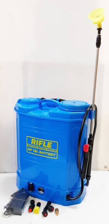 rifle-เครื่องพ่นยา-แบตเตอรี่-16l-สีฟ้า16l-ขนาด-16-ลิตร-ไรเฟิล-ถังแบต-พ่นยาแบต-ถังพ่นยาแบต-พ่นยา-ถังพ่นยา-ถังพ่น