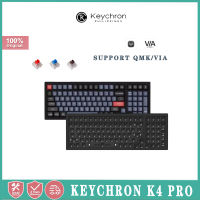 Keychron K4 Pro QMK/ผ่านแบร์โบนบลูทูธไร้สาย/USB แป้นพิมพ์แบบมีสายแบ็คไลท์ RGB แบบถอดเปลี่ยนได้