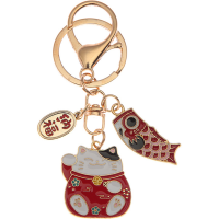 Amulet Charm พวงกุญแจกระเป๋า Handag Wealth Omamori จี้แมวจี้ Fengshui Neko แมว Maneki ผู้ถือ Key Charms Fu