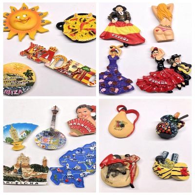 Spain Fridge Magnets Tourist Souvenir 3d Resin Refrigerator Stickers Barcelona Magnetic Refrigerator Decoration Gift Ideas Craft