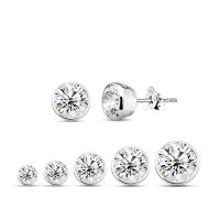 925 sterling silver basel setting cz stud earring  , Silver Stud Earring , บาเซิลการตั้งค่าต่างหูเพชรcz ต่างหูเงิน ต่างหูเงินหนึ่งหินcz