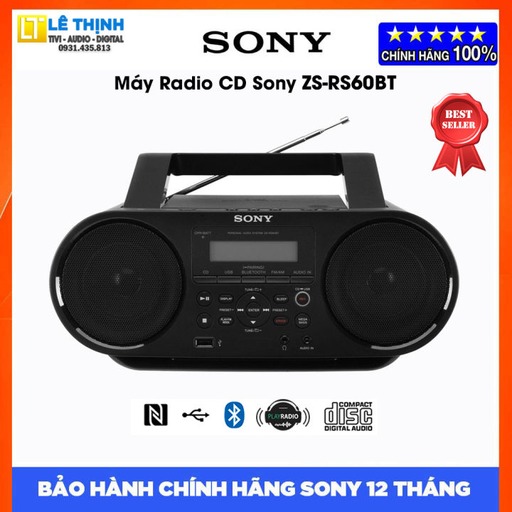 Máy Radio CD SONY ZS-RS60BT có Bluetooth / NFC / CD - Hàng chính hãng - Bảo  hành chính hãng Sony 12 tháng toàn quốc 