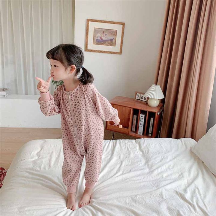 milancel-2021-autumn-new-kids-pajamas-floral-girls-sleepwear-korean-casual-children-pajama