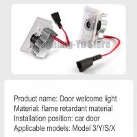 1คู่ LED ติดประตูรถโปรเจ็คเตอร์โลโก้ไฟปุกปุยไฟเลเซอร์ต้อนรับเงาผีโคมไฟขั้นบันไดเลนส์กระจก HD สำหรับเทสลารุ่น3 S Y X