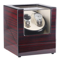 FK Watch Winder กล่องหมุนนาฬิกา ออโตเมติก แบบอโตเมติก 2 เรือน สีน้ำตาลลายไม้/สีครีม