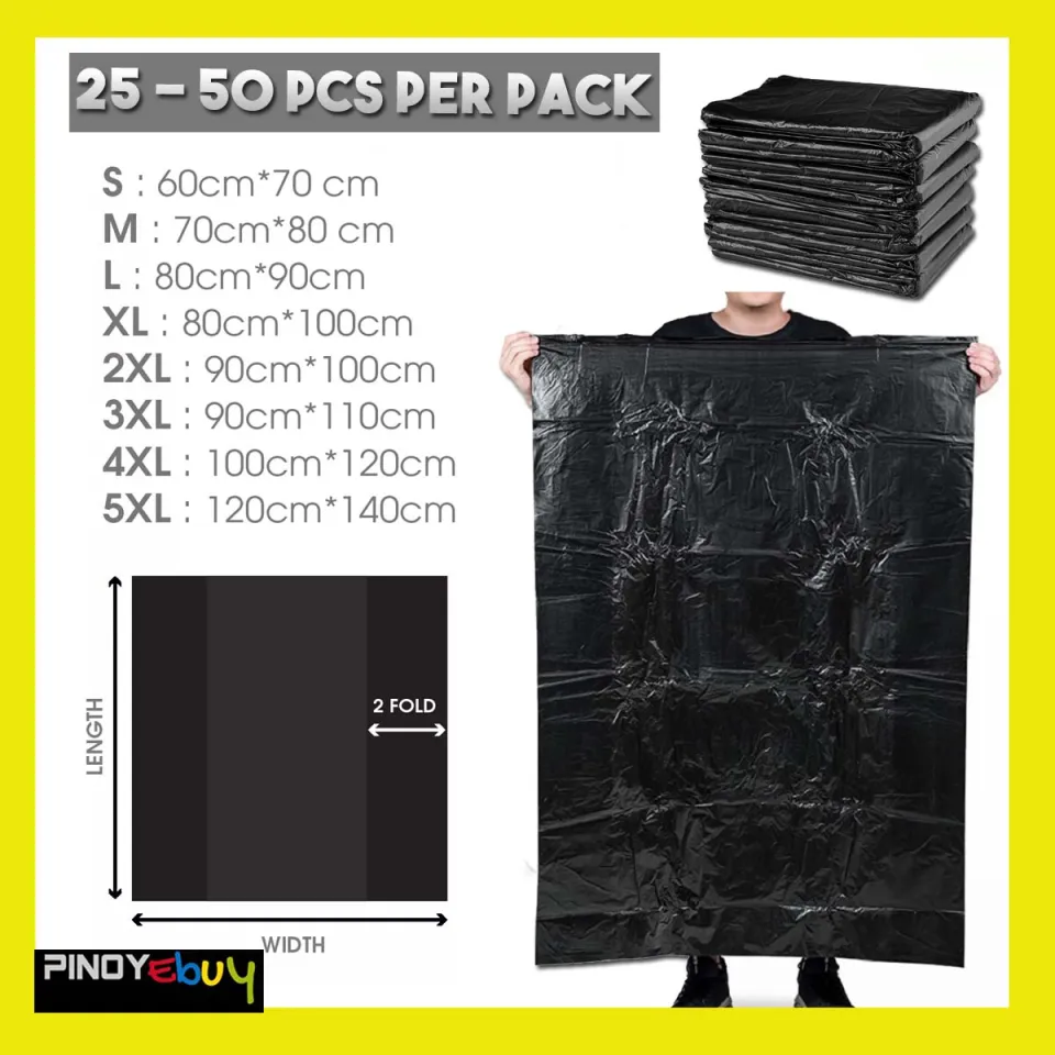 EMBRACE PH Garbage Bag Disposable Trash Bag 25 to 50 PCS per PACK Sizes  Small to 5XL Plastic Black Garbage Bag Extra Thick Durable Waterproof  Leakage Proof not easy to Tear Garbage