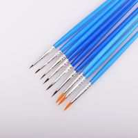 ❈☒☢ 10 ชิ้น/เซ็ตมือวาดเส้นเบ็ดบางปากกาสีฟ้าอุปกรณ์ศิลปะวาดศิลปะปากกาแปรงทาสีไนลอนแปรงปากกาจิตรกรรม