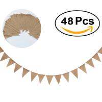 【YF】 11M 48 Flags Jute Burlap Banners Flag Pennant Wedding Decoration