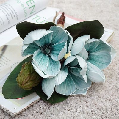 【cw】4pcs Real Touch Artificial Magnolia Flowers Orchid Fake Plant Bouquet Garden Balcony Arrange Wedding Christams Home Decoration ！TH
