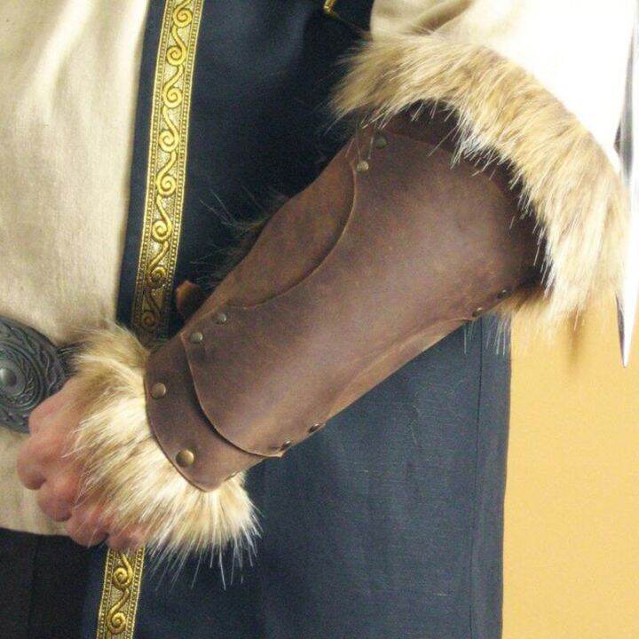 fur-arm-bracer-ยุคกลาง-vikings-larp-knight-หนัง-barbarian-slave-เครื่องแต่งกายผู้ใหญ่ผู้ชายหัวเข็มขัดเกราะ-rivet-archer-gauntlet-gear