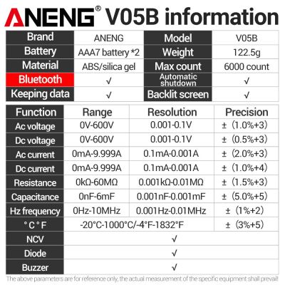 ANENG V05B Digital 6000 Counts Professional Analog Multimeter AC/DC Currents Voltage Mini Testers True RMS Bluetooth Multimetro