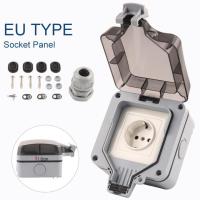 ♘☄♛ IP66 Outdoor Socket Wall Plug with Waterproof Box EU Standard German Style 250V16A Power Supply Switch Socket for Home Garden