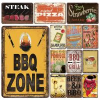 【YF】❀  Personalized BBQ Poster Plaque Tin Sign Back Yard Bar Metal Plate Restaurant Wall Stickers