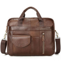 Famous design Multifunctional Laptop briefcase mens Cow leather Totes handbag casual fashion 15.6-inch messenger computer bag