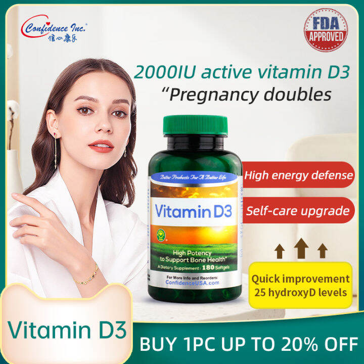Confidence US Vitamin D3 2000 IU Dietary Supplement for Bone Teeth