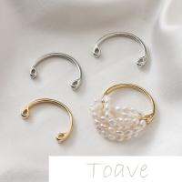 14K gold-covered diy pearl ring half circle hand-made ring beaded material basic accessories 4PCS DIY accessories and others