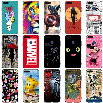 Case For Honor 7C 5.9 Inch global version Soft Silicon Back Cover Protective Phone Case black tpu cute funy