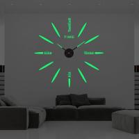 ZZOOI Non-perforated luminous clock European silent large DIY wall clock three-dimensional acrylic digital clock wall sticker clock