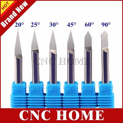 1pc 6mm Shank Carbide Metal Engraving Bits อลูมิเนียมทองแดงสแตนเลส CNC Router Bit 20 25 30 45 60 90 มุมสําหรับเลือก