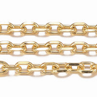 Ion Plating 304 Stainless Steel Cable Chains Diamond Cut Chains Soldered Faceted with Spool Oval Golden 2.5x1.7-1.8x0.5mm about 32.8 Feet(10m)/roll