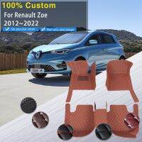 ❍❧ Leather Car Floor Mats For Renault Zoe E-Tech Electric 2012 2022 5seat Anti-dirt Car Carpet Floor Mat Car Accessories Interior