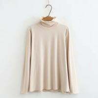 【มีไซส์ใหญ่】Plus Size XL-4XL Women s High Collar Tshirt Casual Shirts Solid Oversized Tops