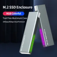 M.2 SSD Enlcosure RGB 10Gbps นอก M2 Nvme อุปกรณ์เคสอลูมิเนียมฟรี USB3.1 Gen2สำหรับ M B คีย์ SSD อะแดปเตอร์กล่องเก็บของ M2